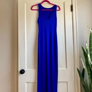 Adogirl Women's Casual Slit Scoop Neck Beach Basic Dress in blue - size small